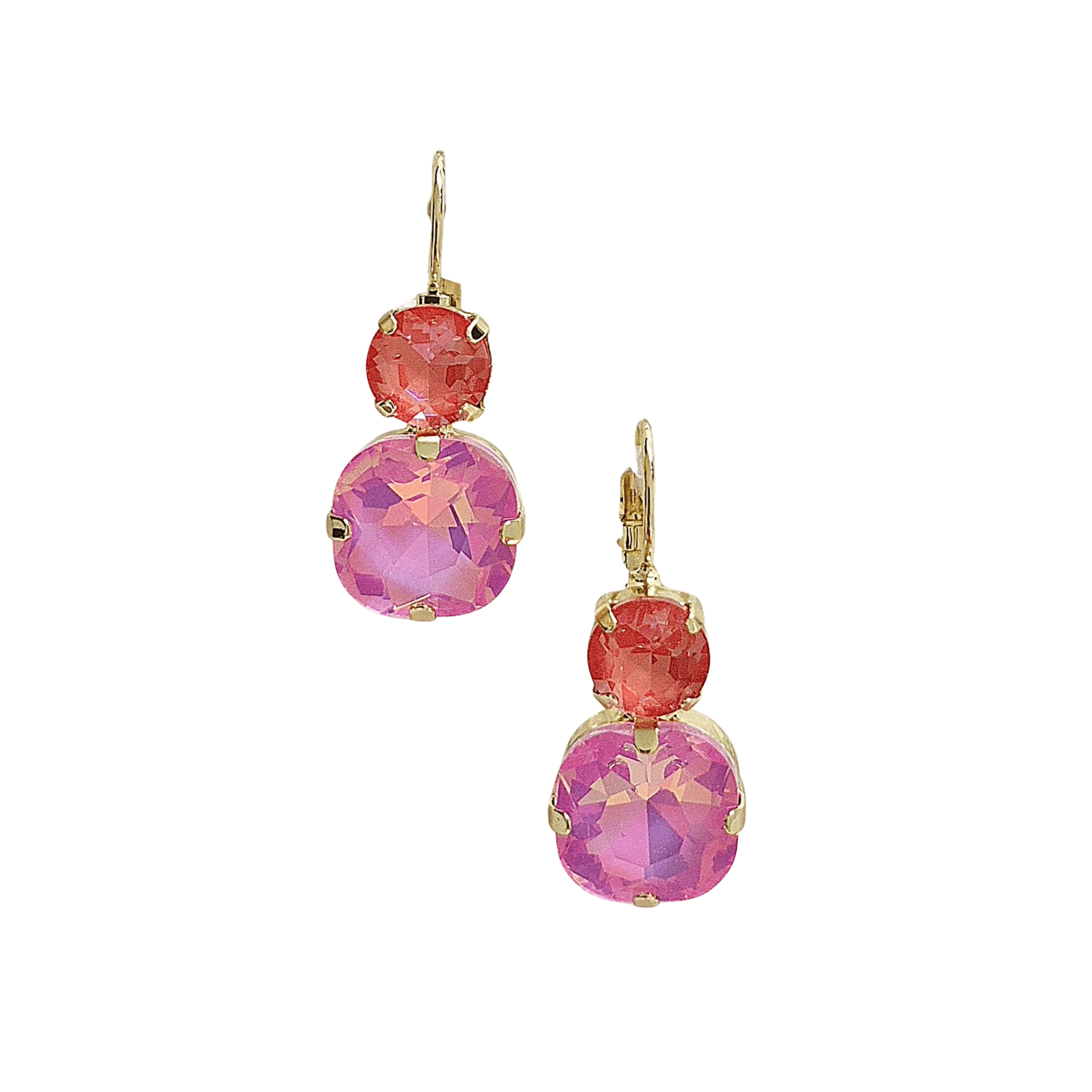 Gem Drop Earrings - Pink/Orange