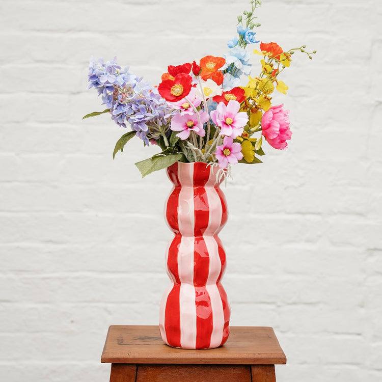 Pink & Red Stripe Gourd Shape Vase