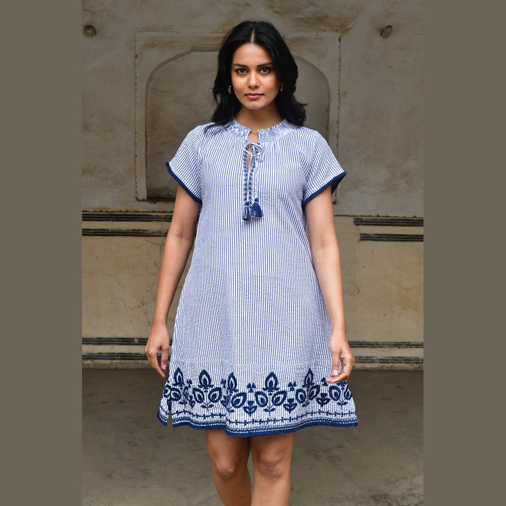 Capri Day Dress - Azure and Indigo