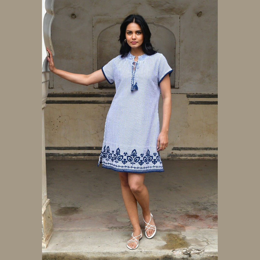 Capri Day Dress - Azure and Indigo