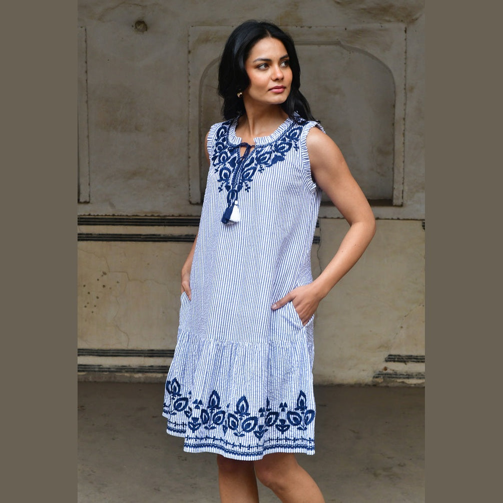 Capri Dress - Azure and Indigo