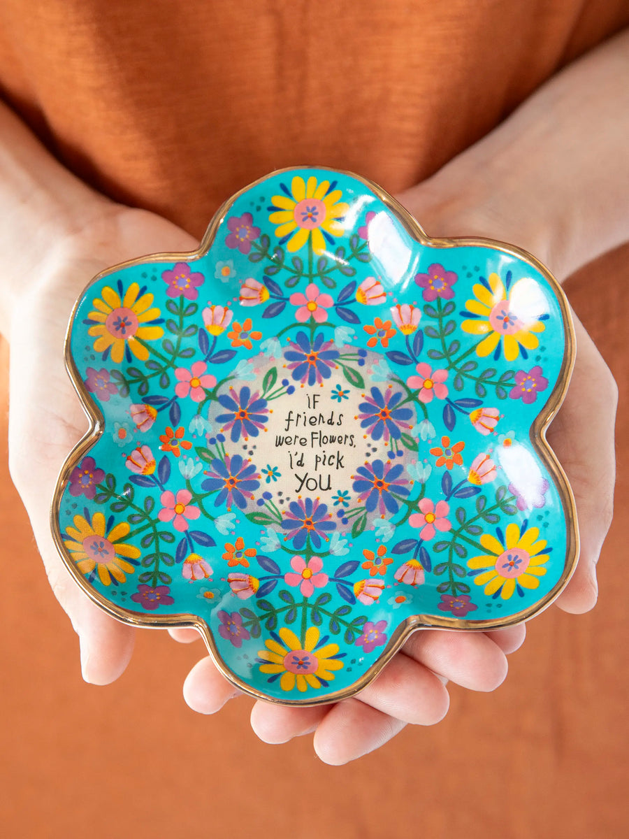 Artsy Ceramic Trinket Dish - If friends were flowers…