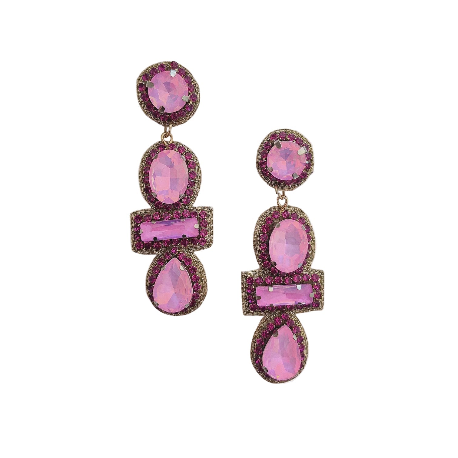 Princess Pink Gem Drop Earrings