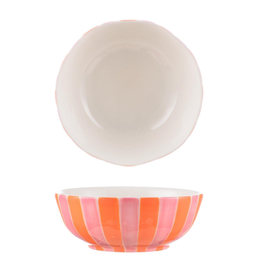 Medium Bowl - Pink & Yellow Stripe