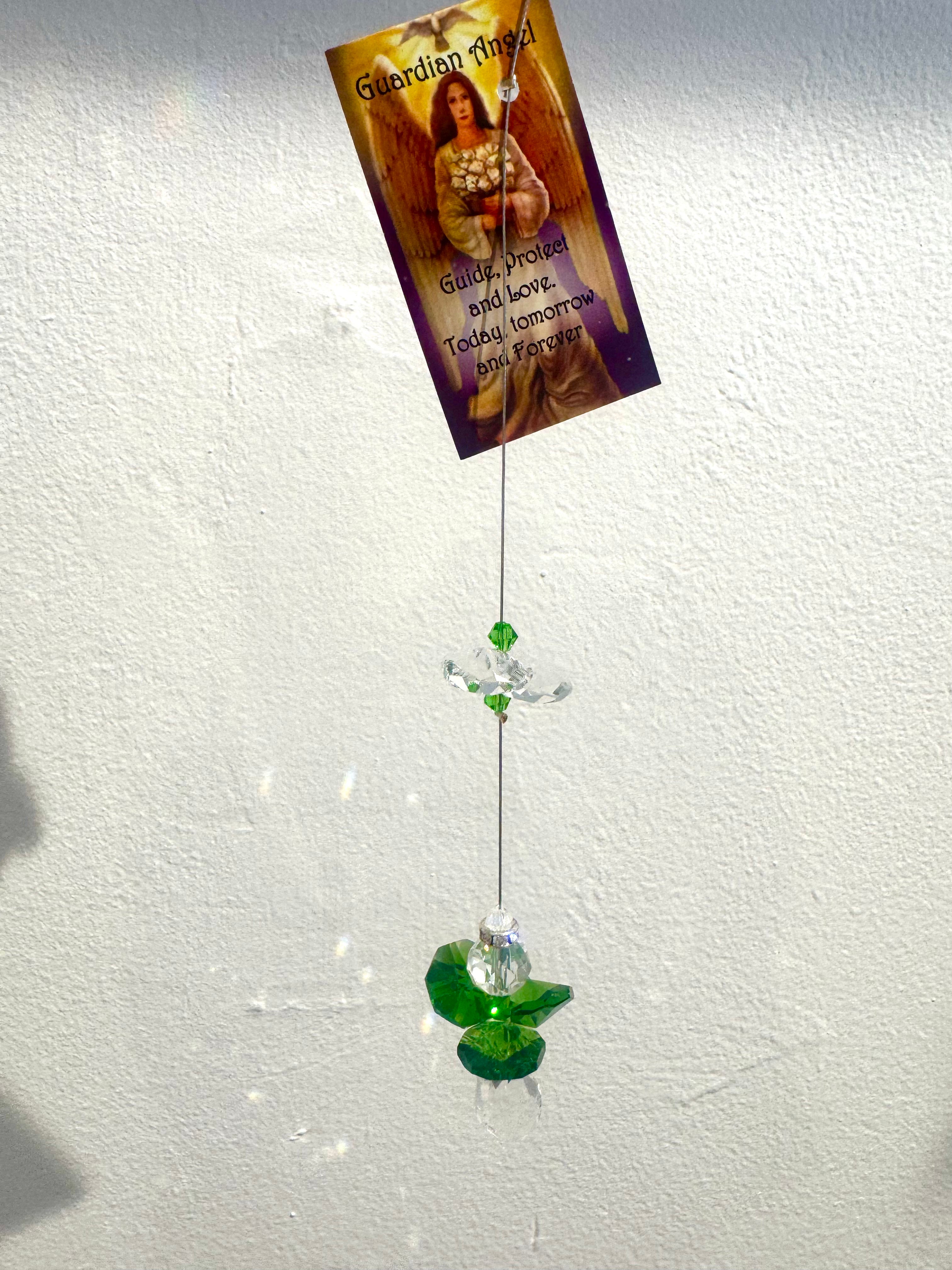 Small Angel Crystal Sun Catchers  -Green