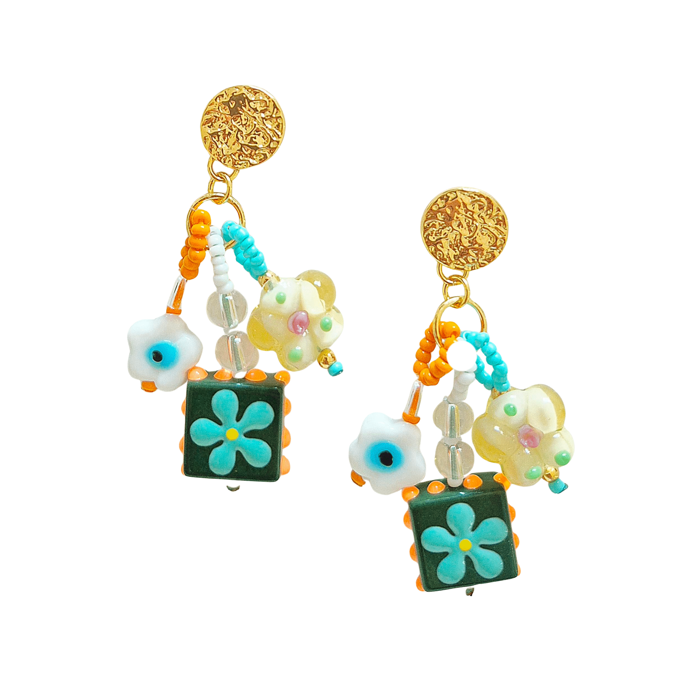 Beaded Earrings - Flower Charms