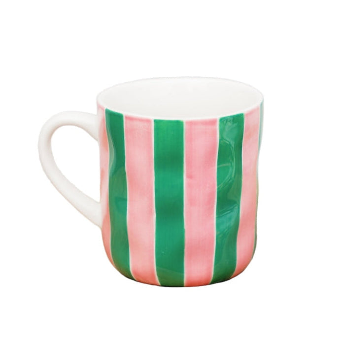Noss & Co Pink & Green Stripe Mug