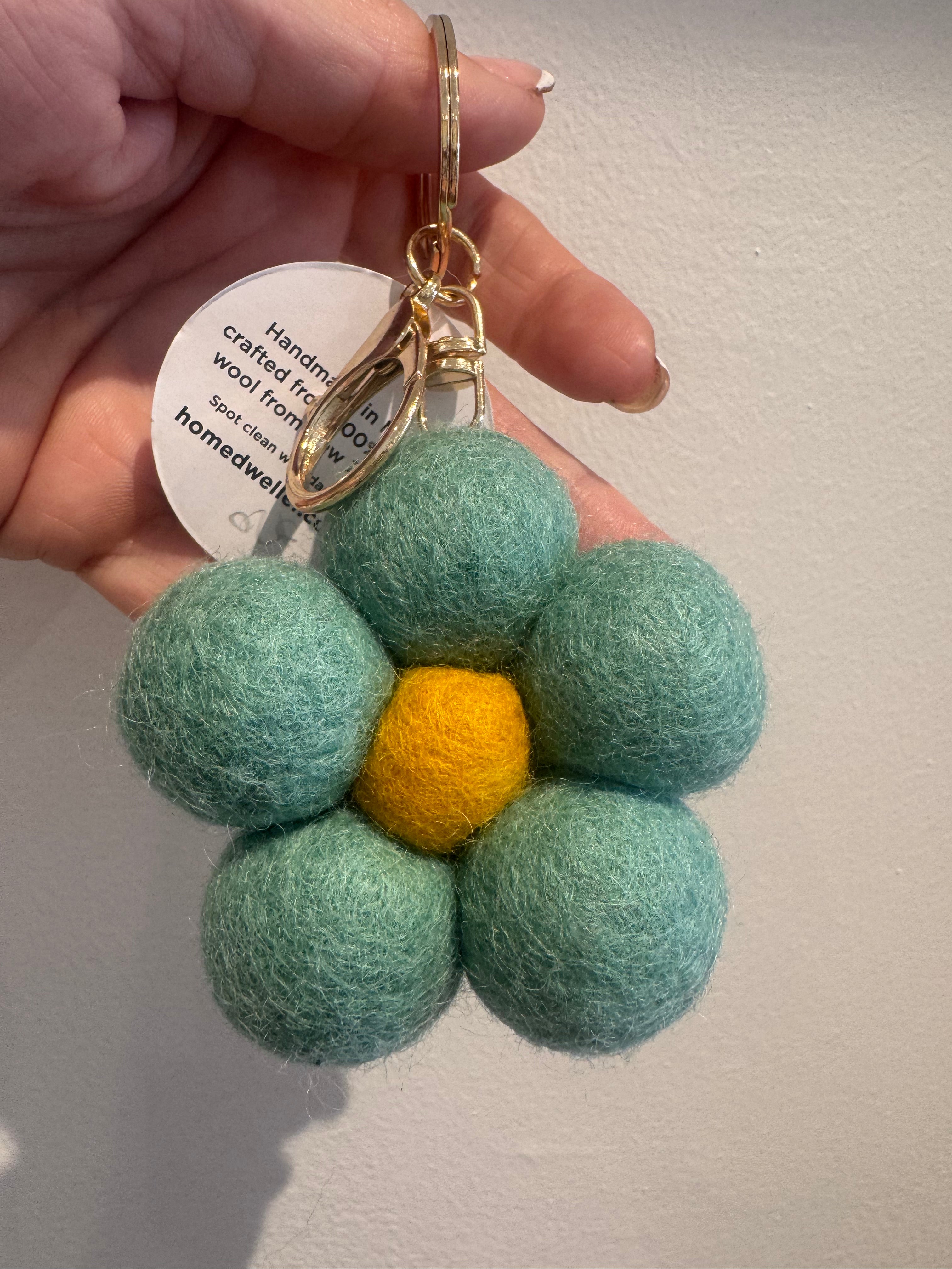 Felt Flower Keychain - Aqua- Home Dweller