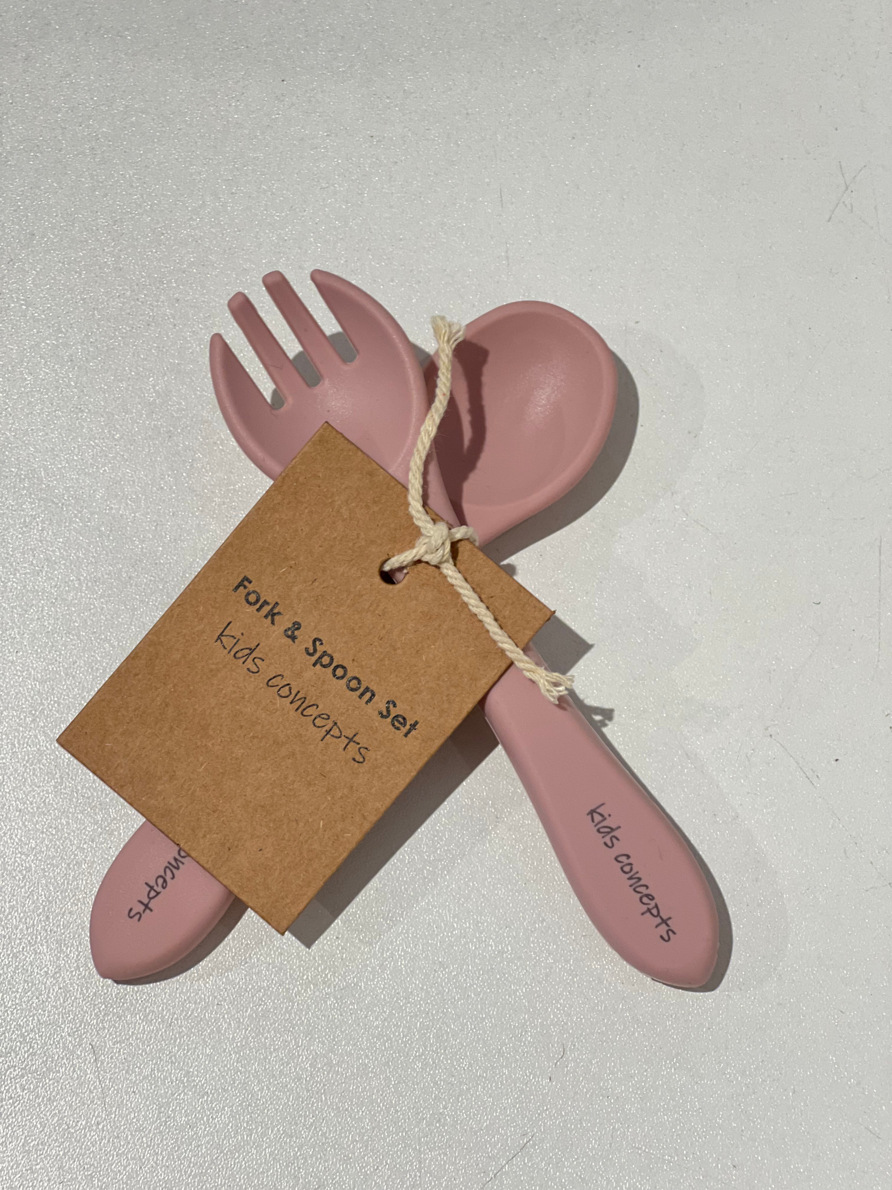 SILICONE FORK AND SPOON SET (DUSTY PINK)