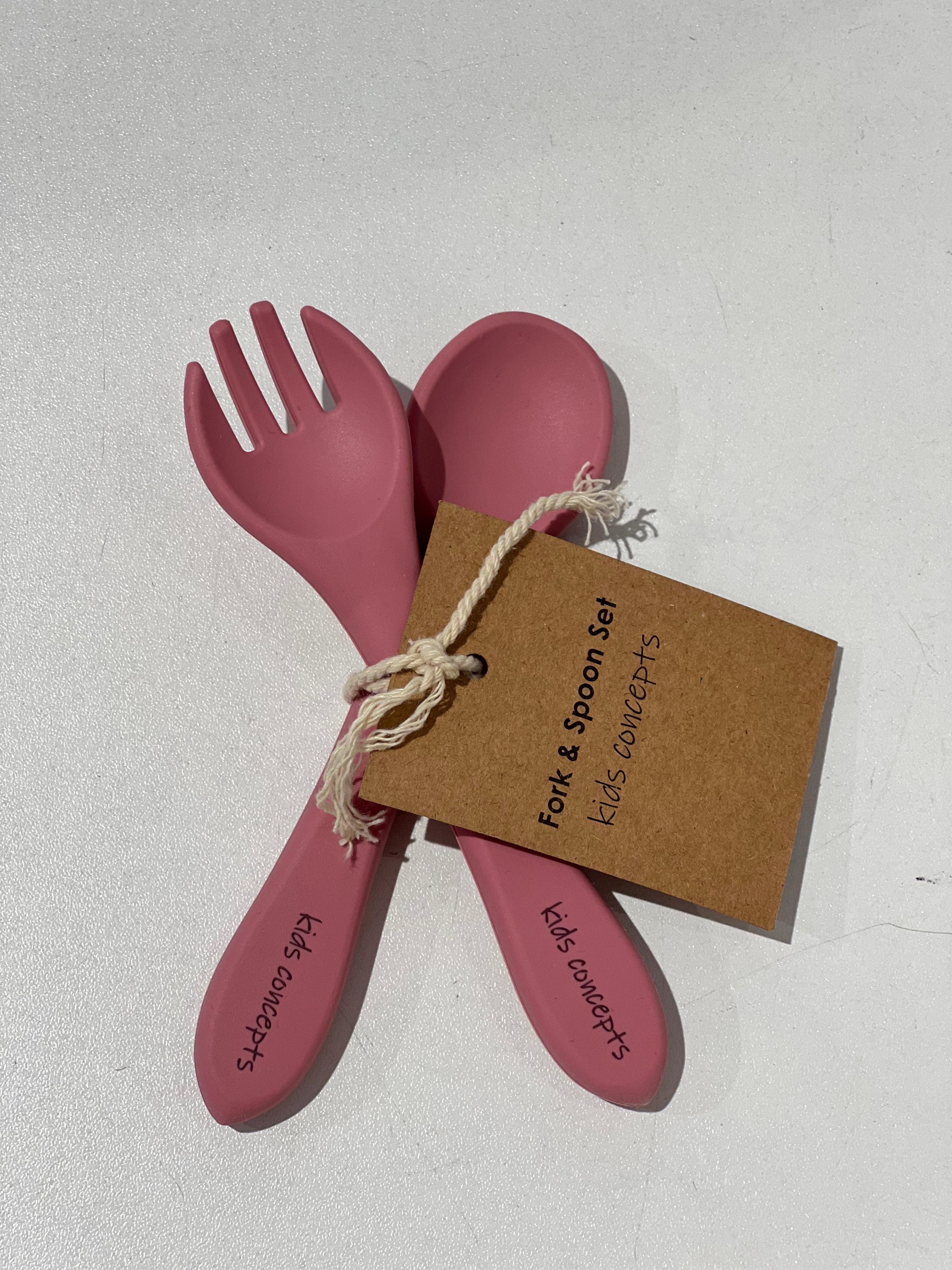 SILICONE FORK AND SPOON SET (ROSE)
