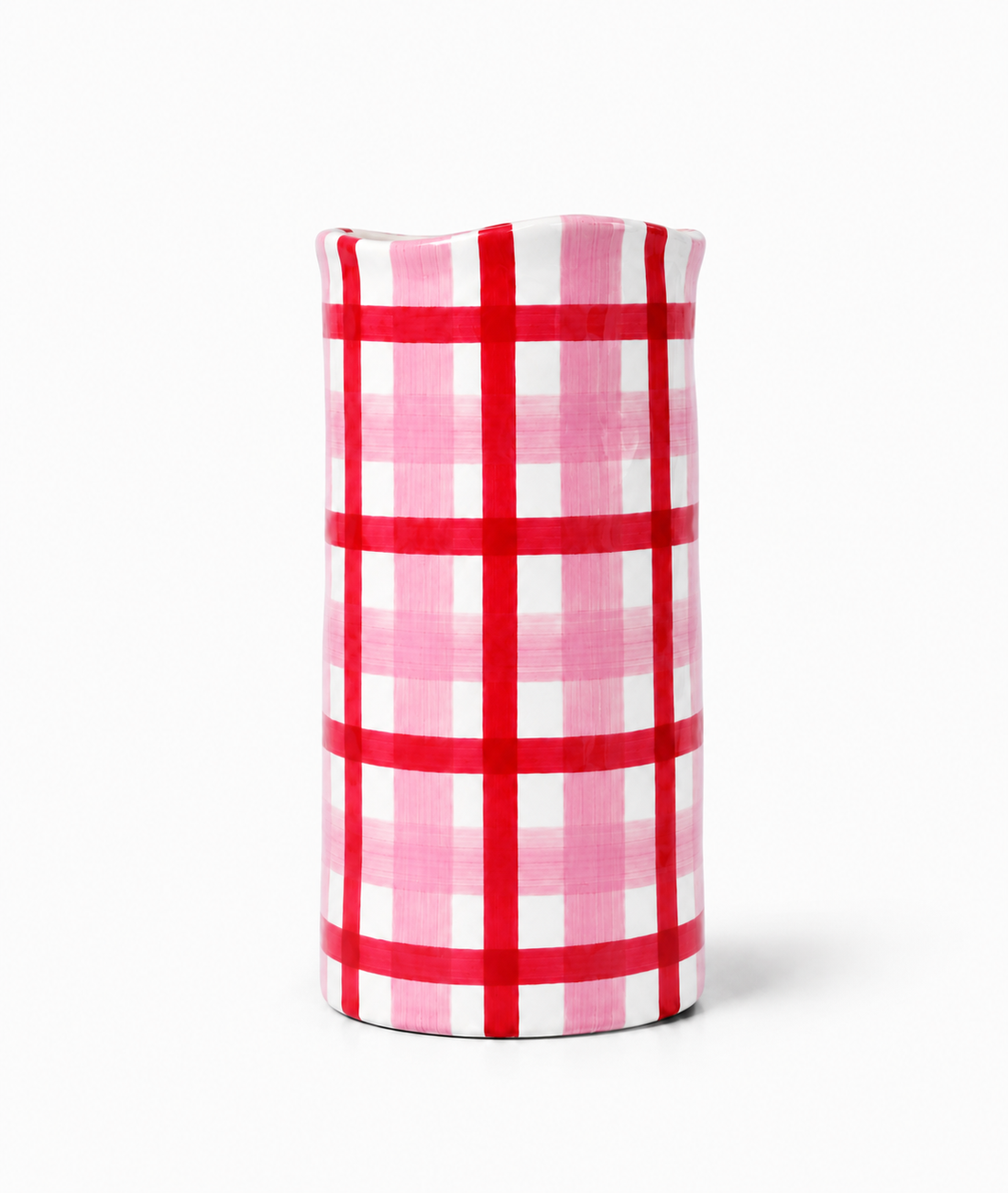 Large Vase - Red & Pink Gingham