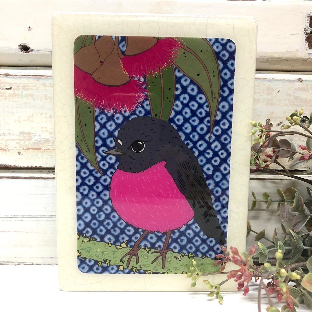 medi Woodblock - pink robin