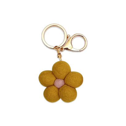 Felt Flower Keychain - Yellow