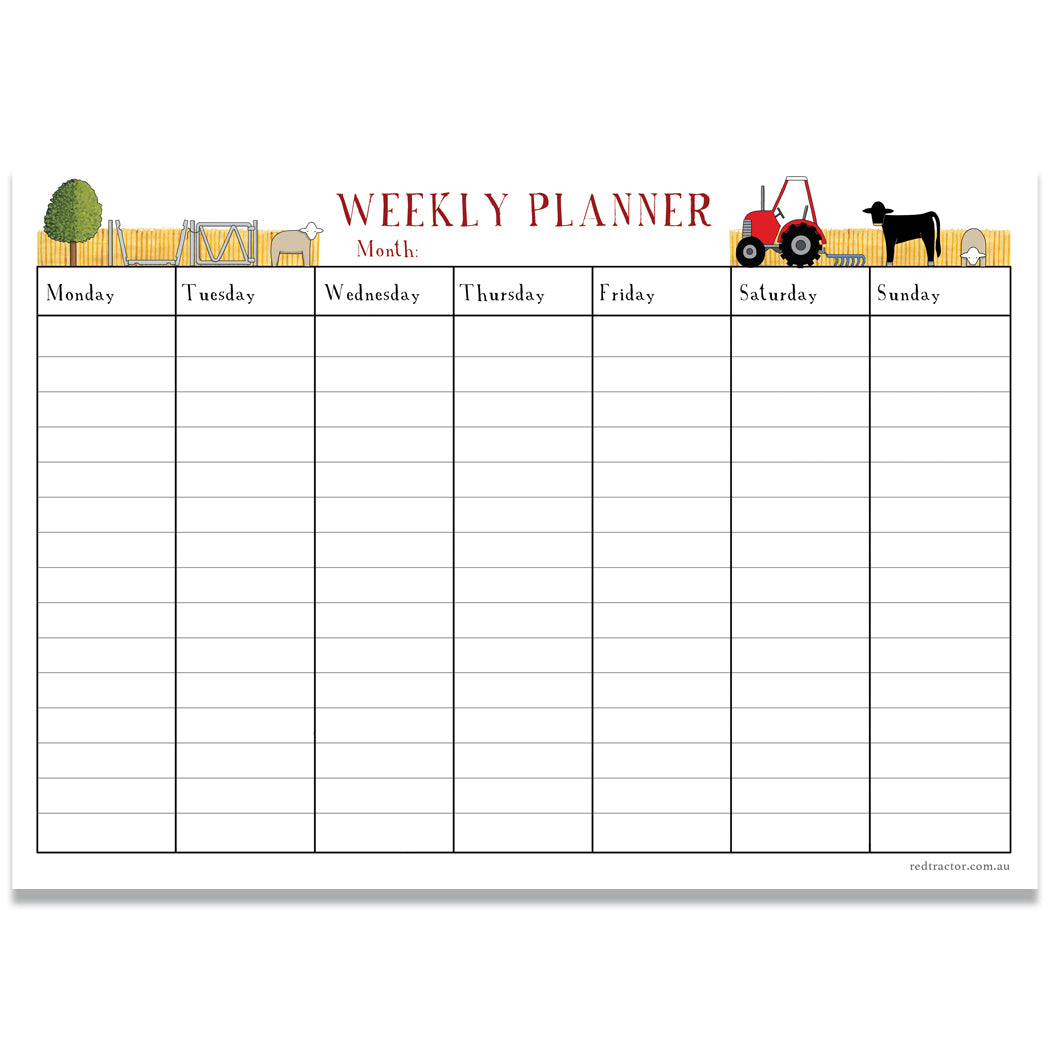 Red Tractor Weekly planner