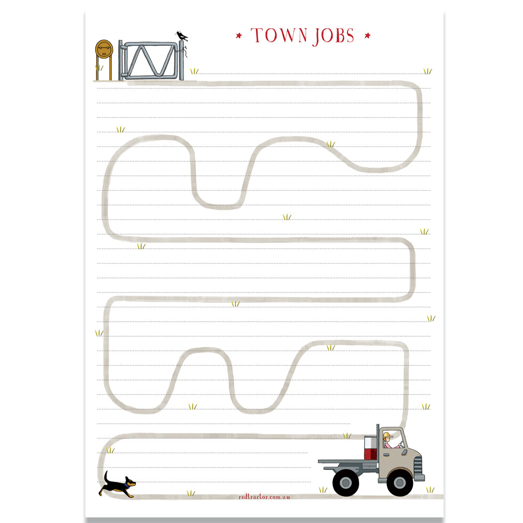Red Tractor Note Pad - Town Jobs