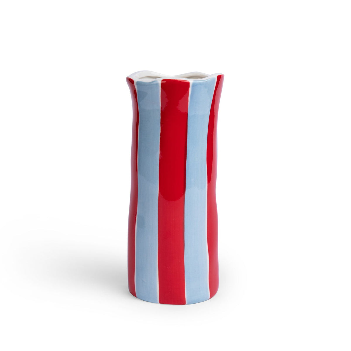 Small Vase - Cornflower Blue & Red Stripe