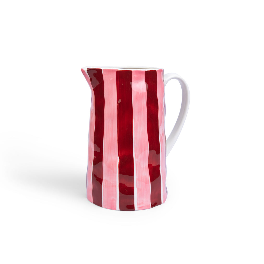 Medium Jug - Burgundy & Pink Stripe