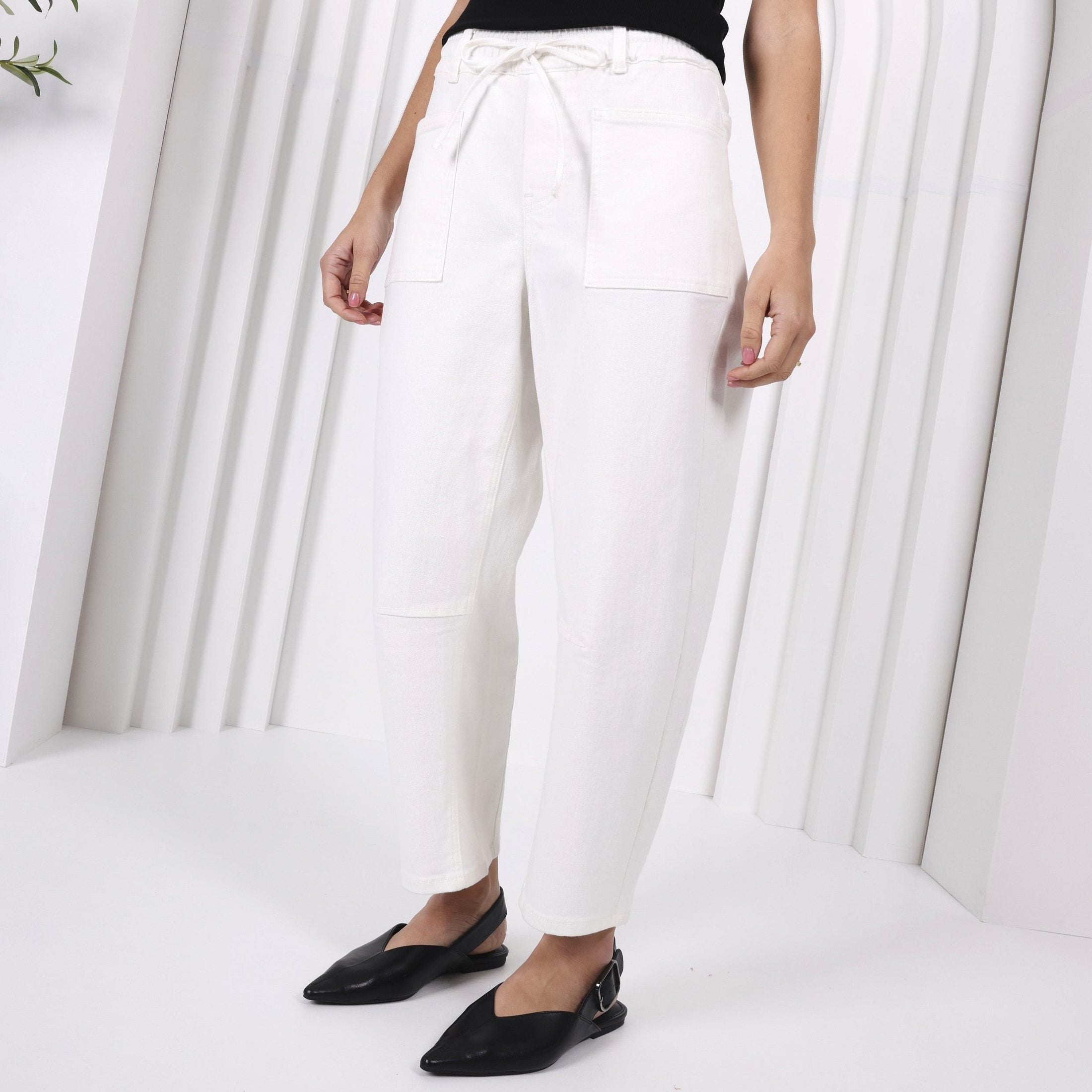 Leo Barrel Jeans - White