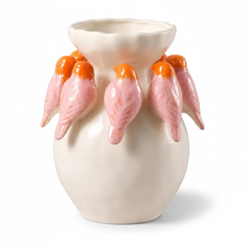 Pink & Orange Bird Vase
