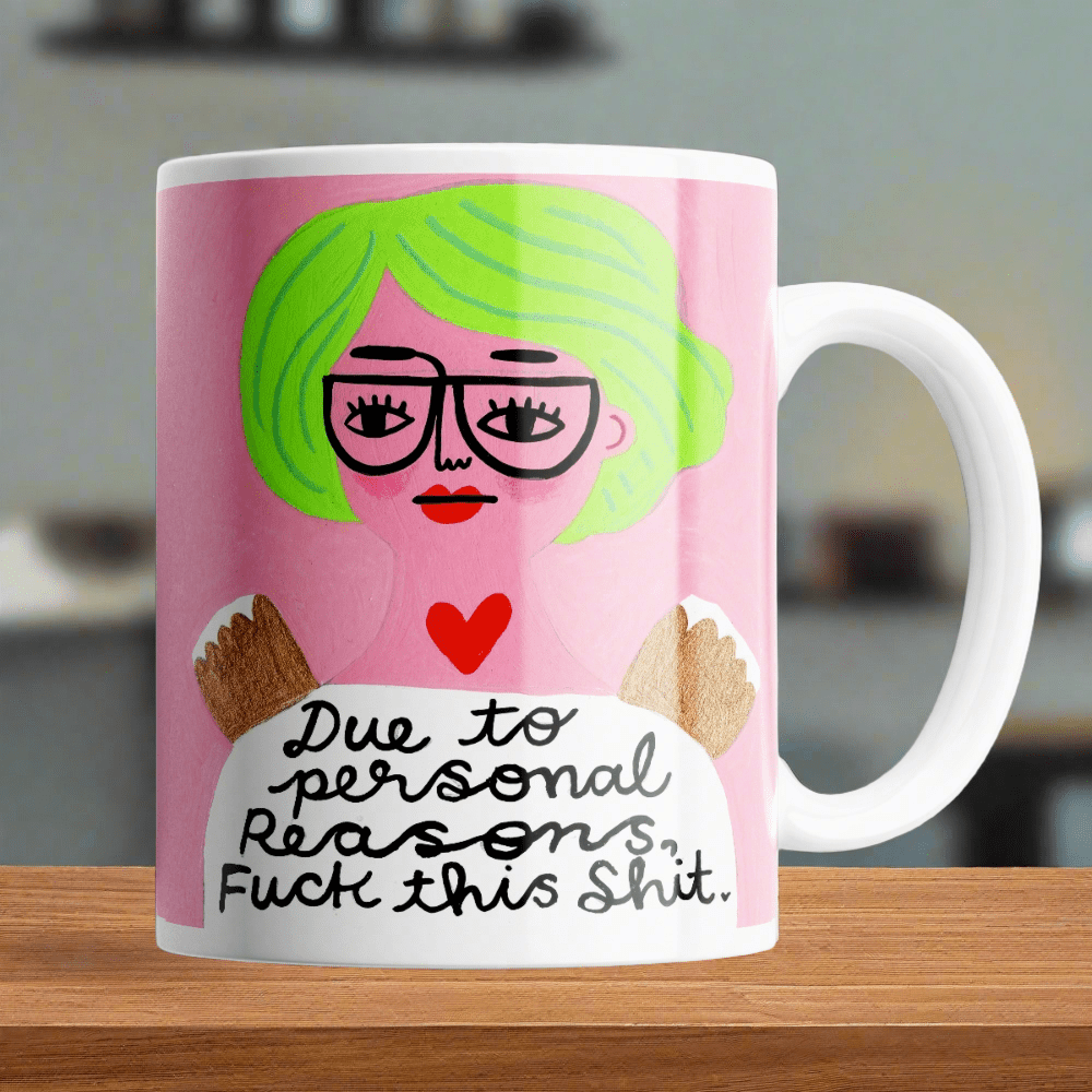 Due To Personal Reasons Grumpy Angel Mug