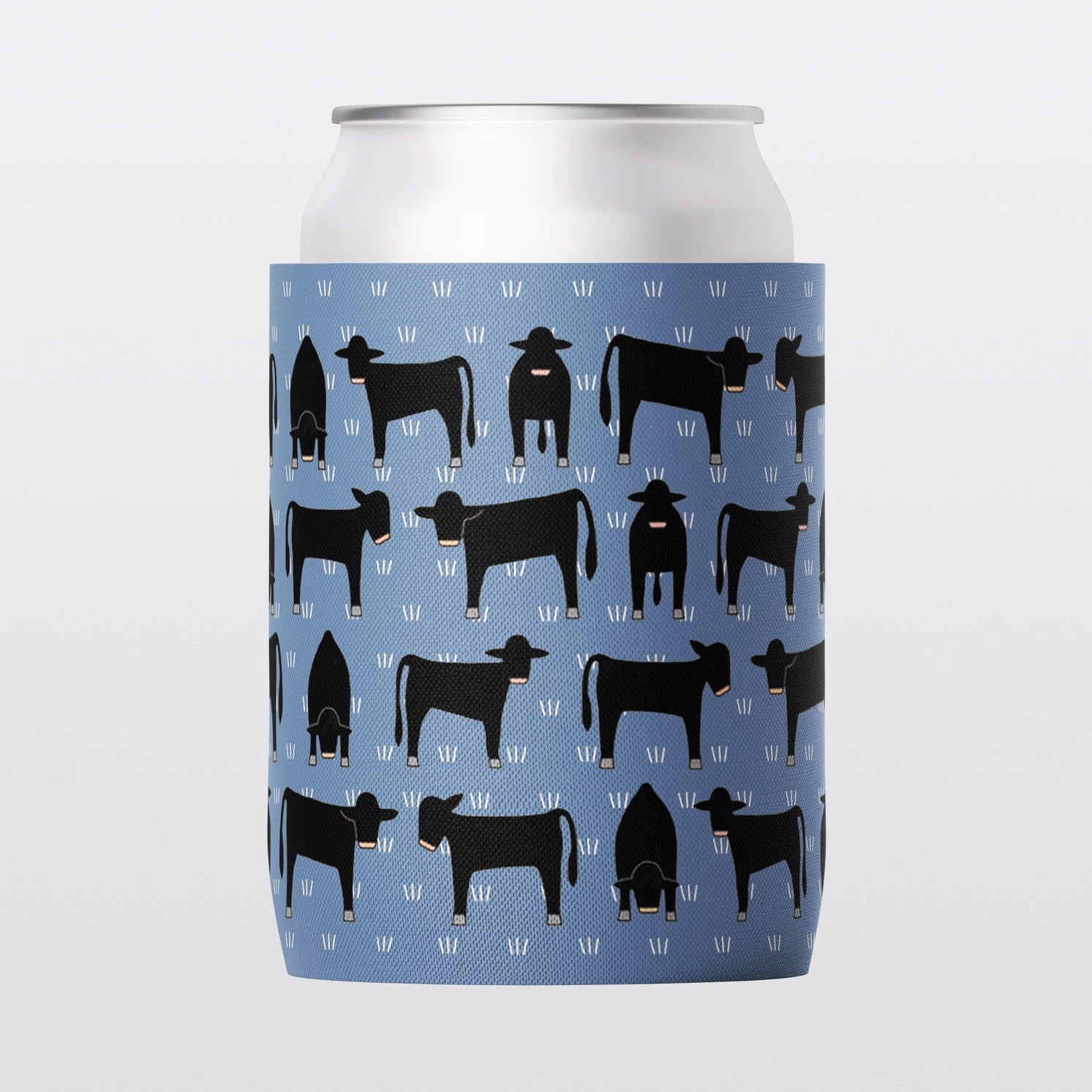 Red Tractor Designs - Angus Cattle Stubby Holder (Blue)