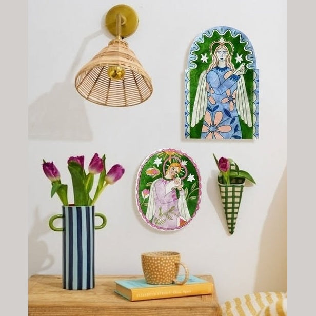 Folly Wall Vase Green Check