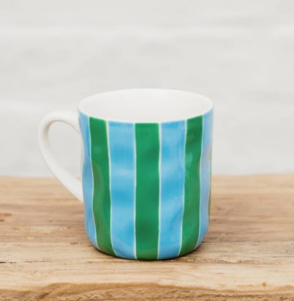 Noss & Co Green & Cornflower Stripe Mug