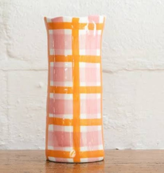 Small Pink & Orange Stripe Vase