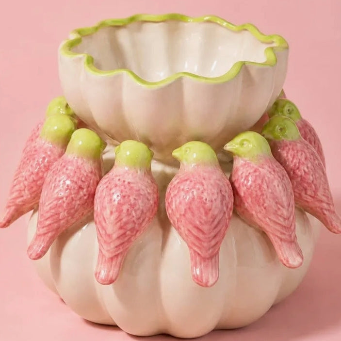 Pink & Green Large Bird Vase