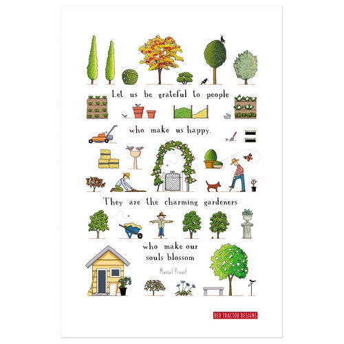 a day in the garden linen tea towel