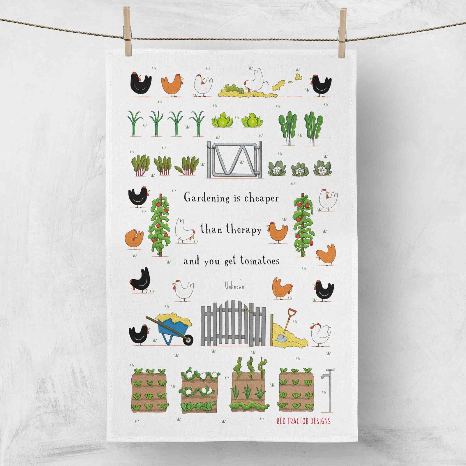 Red Tractor  Tea Towels Garden Therapy