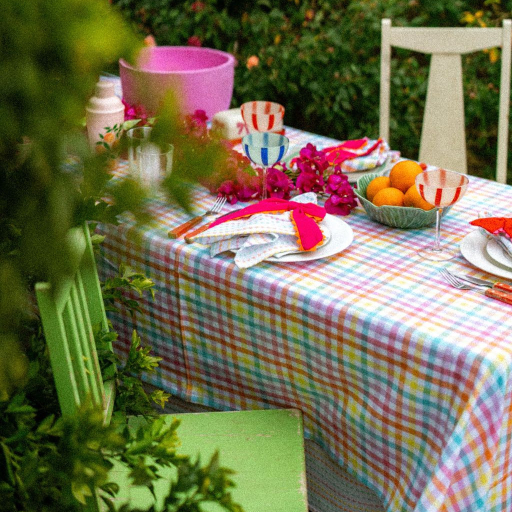 Candy Gingham Cotton Tablecloth