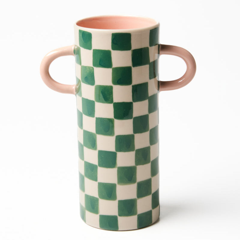 Griffe Green Check Bud Vase