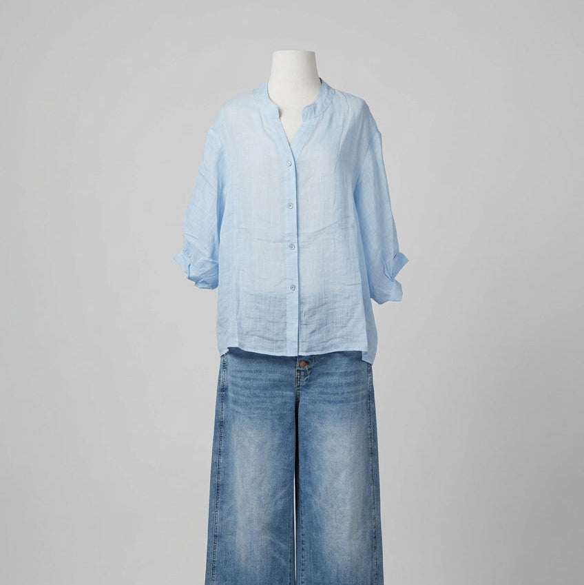Aurora Sheer Linen Shirt - Ice Blue