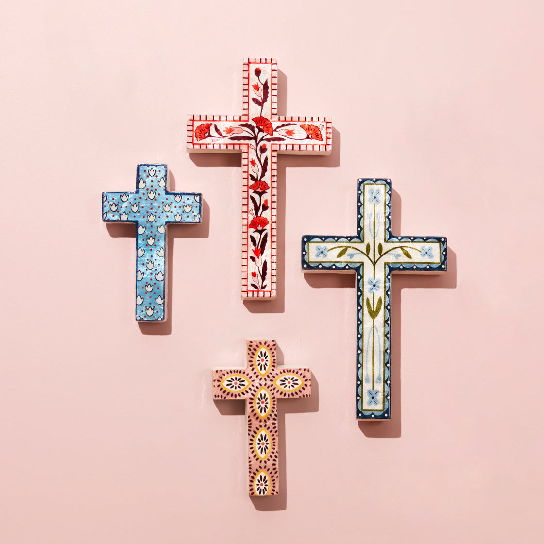 Samira Large Cross - Blue Flower