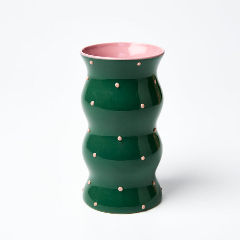 PALMA VASE - GREEN PINK DOTTY