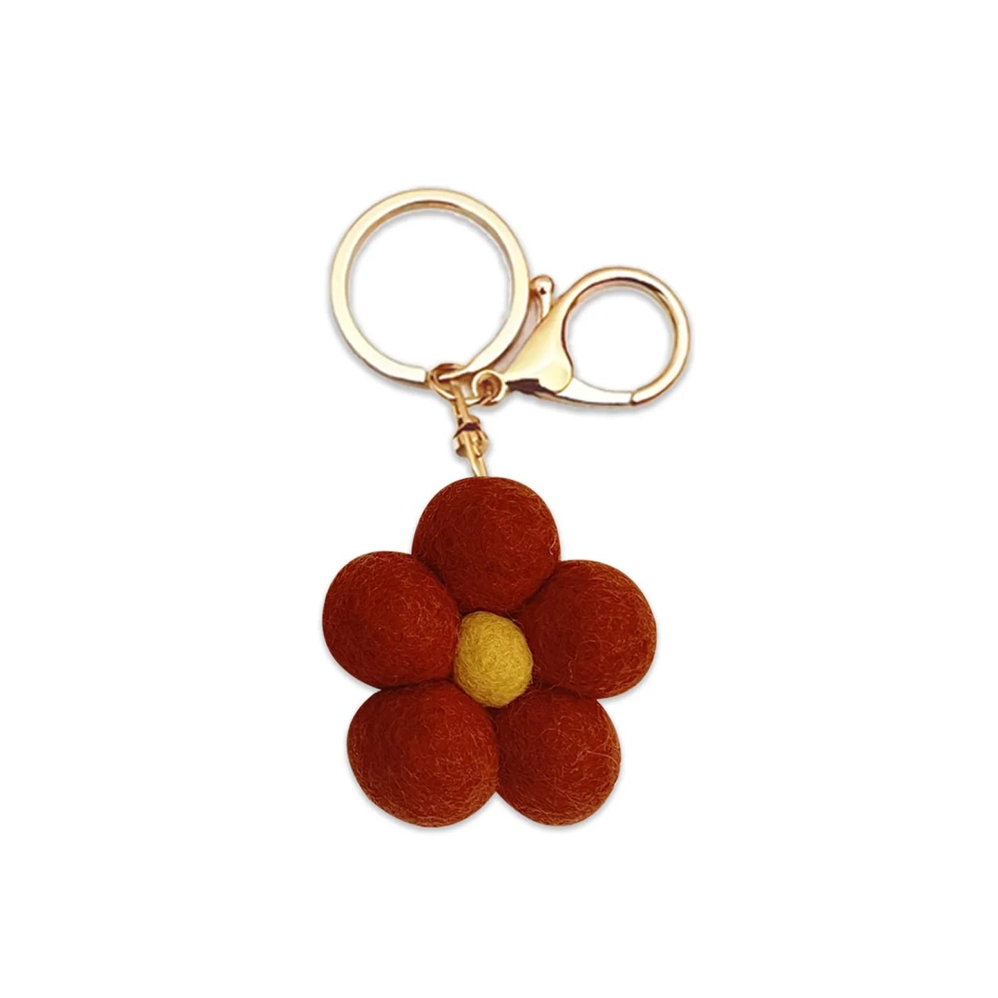 Felt Flower Keychain - Clay