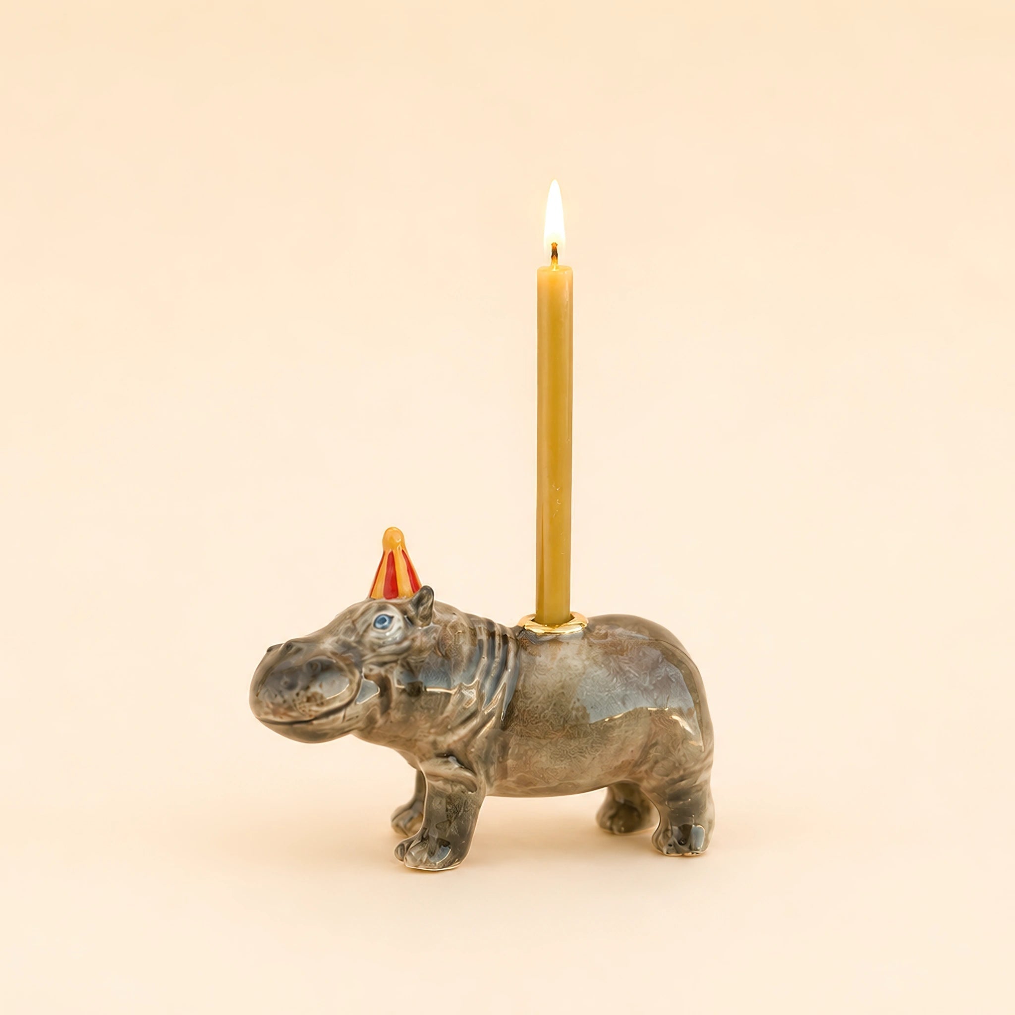 Hippo Cake Topper | Porcelain Candle Holder