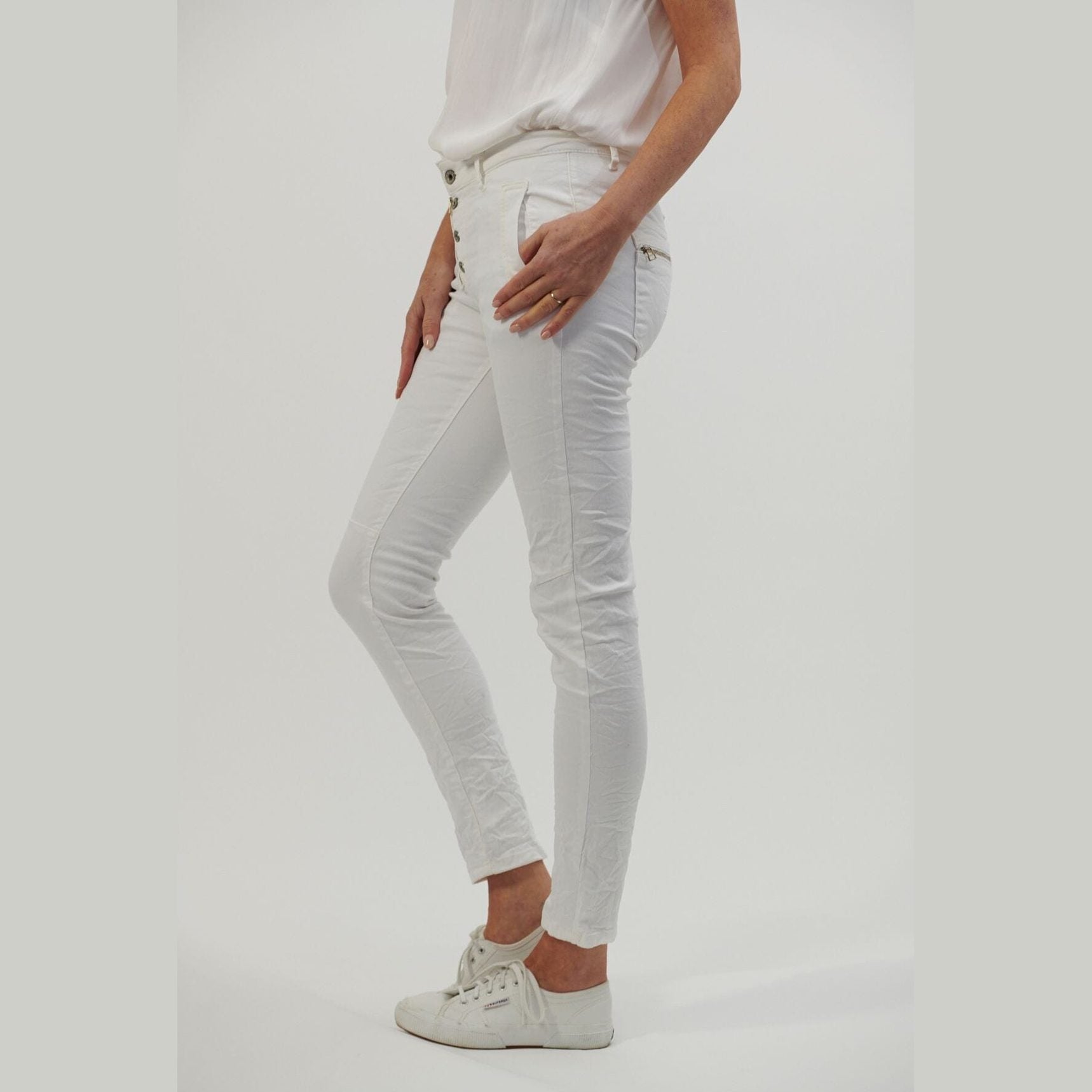 Italian Star  Button Jean  white