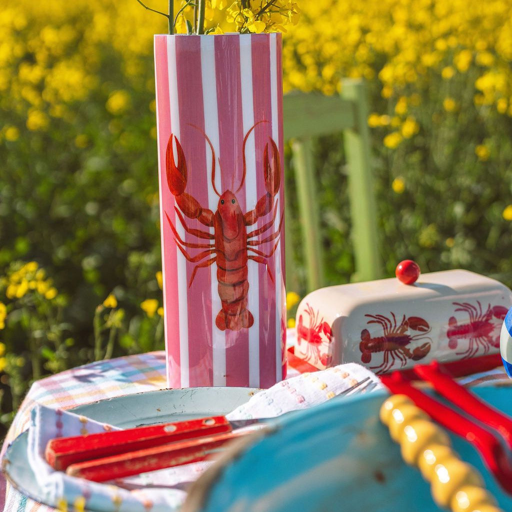 Pink Stripe Lobster Vase
