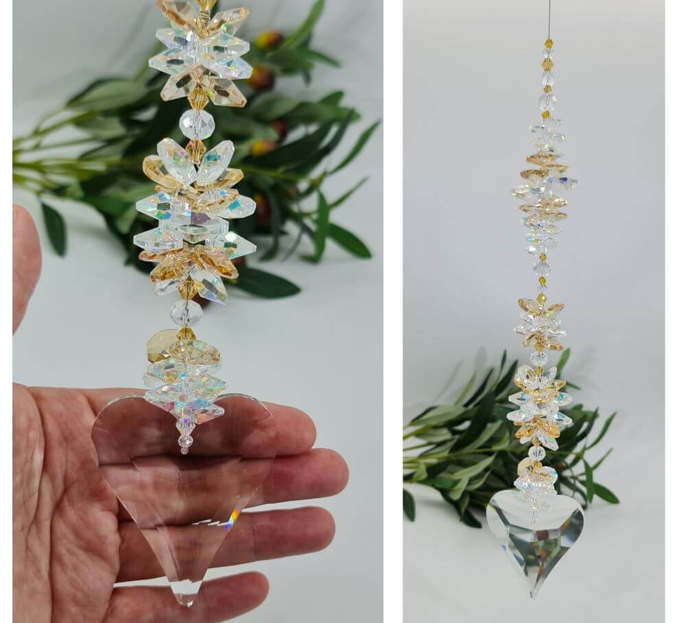 Heart Crystal Sun Catchers   Pink - medium