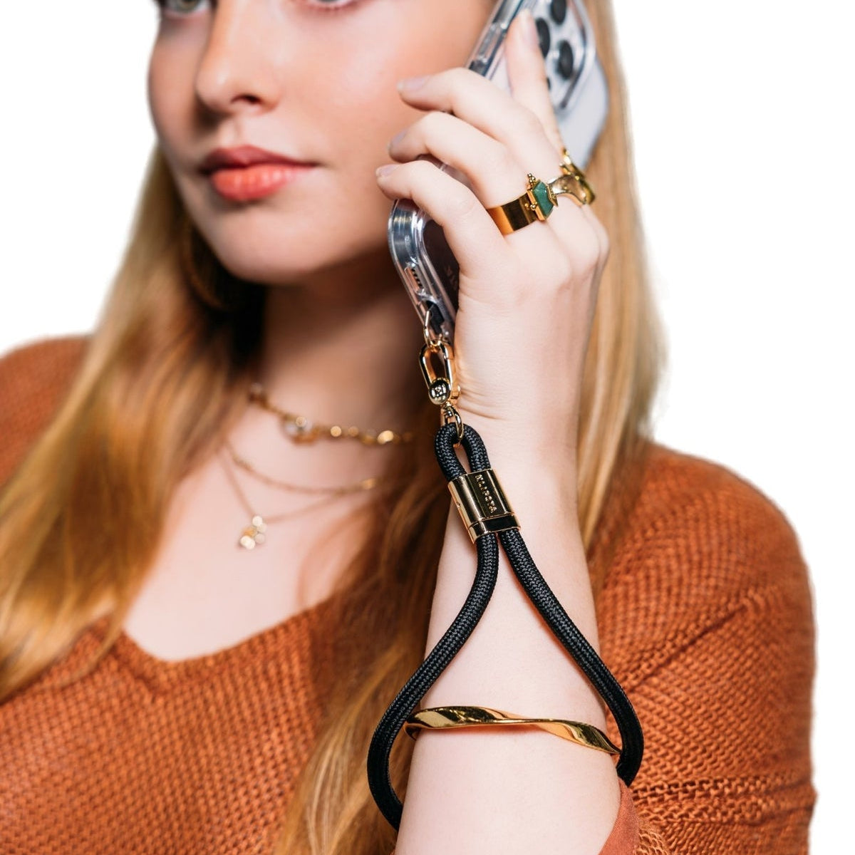 KLIPSTA Loop Phone Strap - Gold + Black