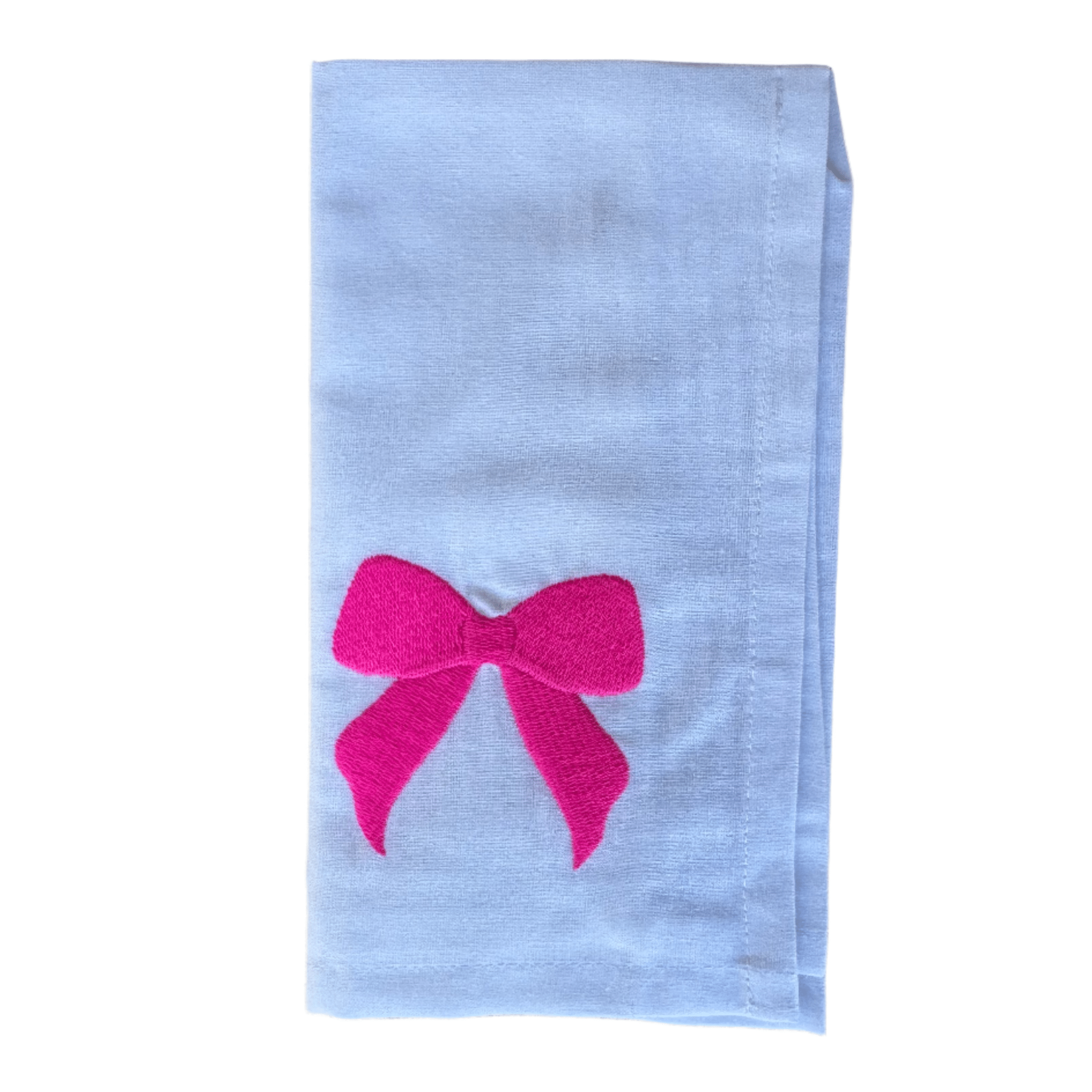 Pink Bow Embroidered Napkin Set
