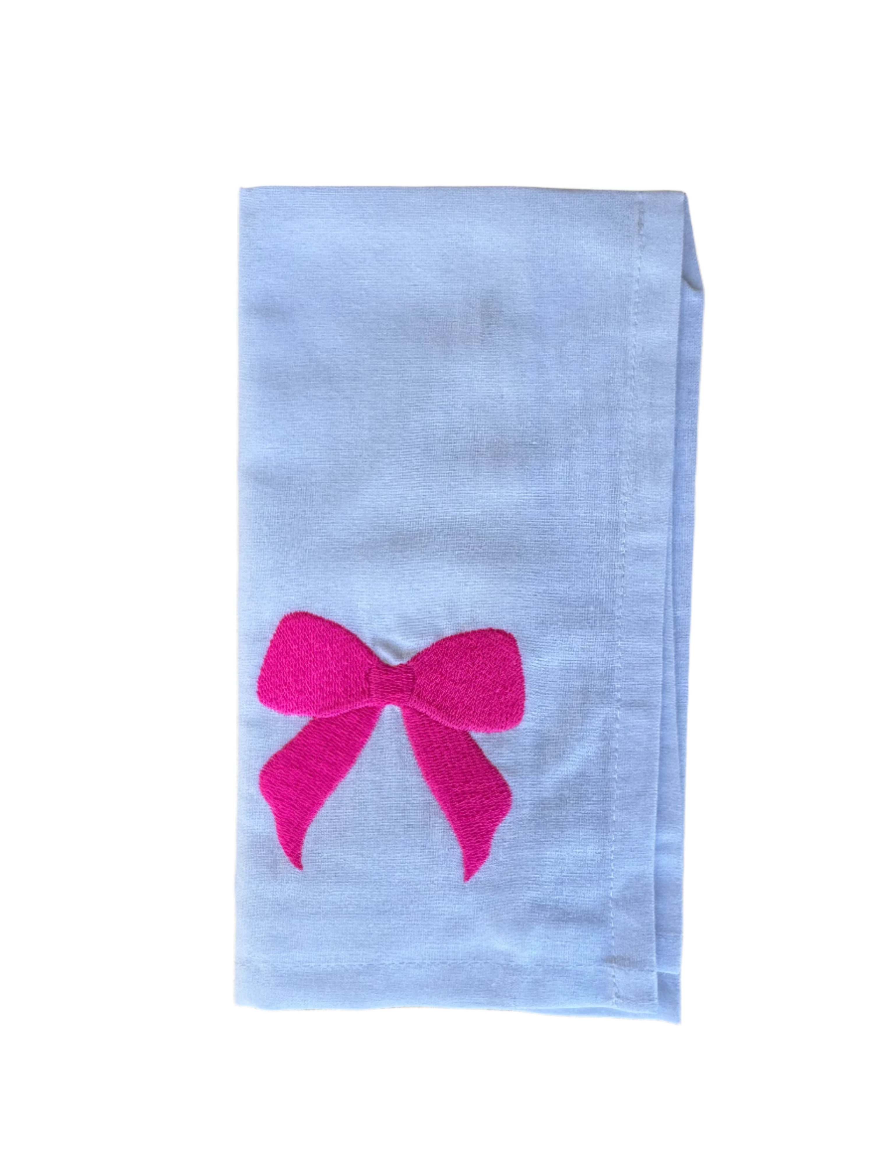Pink Bow Embroidered Napkin Set
