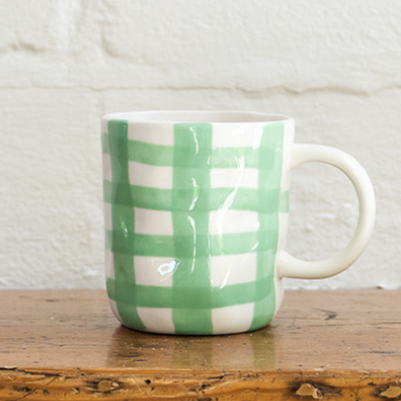 Noss & Co - Mint Green Gingham Mug