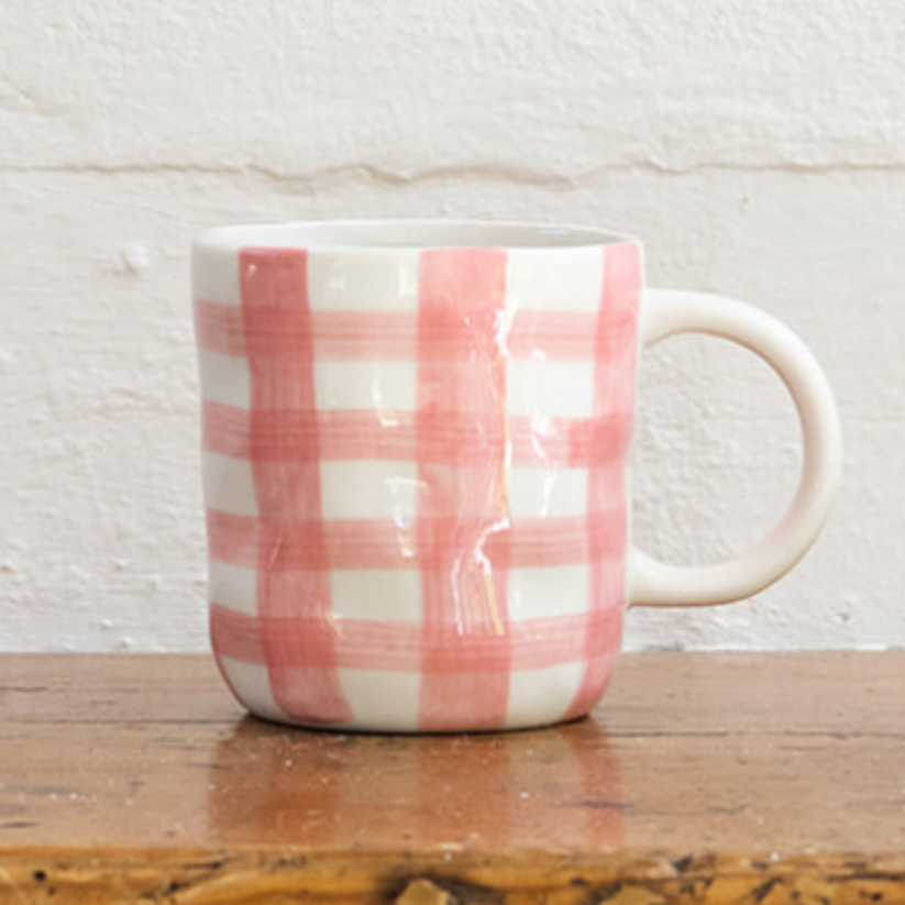 Noss & Co - Plain  Gingham Pink  Mug