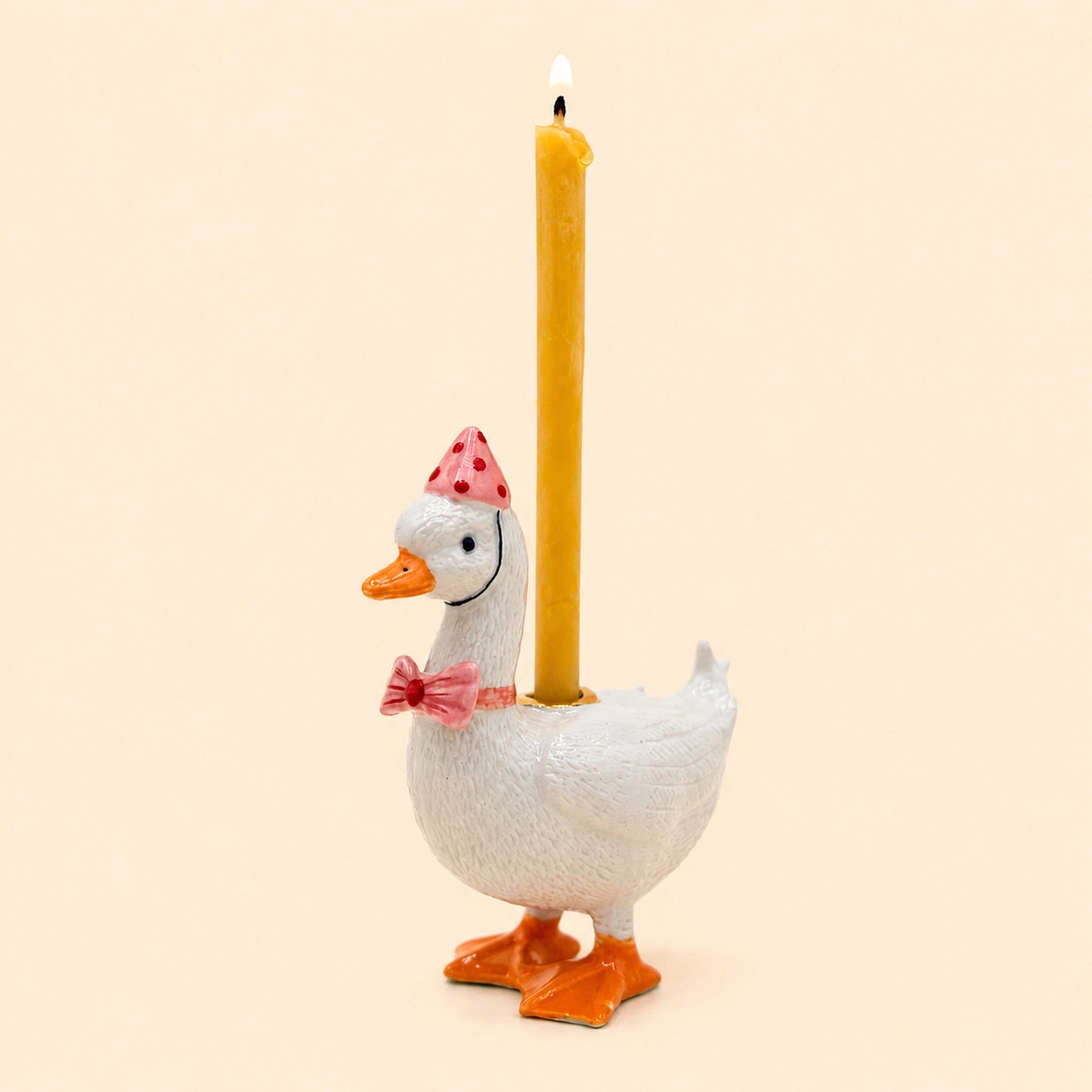 Pink Goose Cake Topper | Porcelain Candle Holder