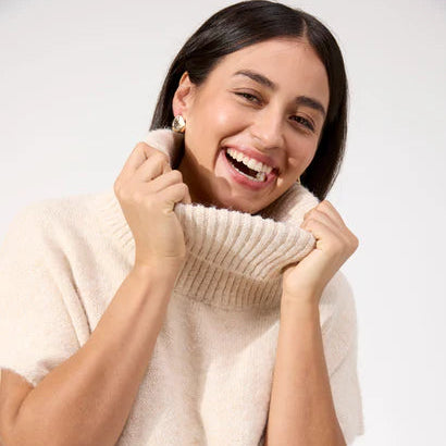 Valenza Knit Poncho - Natural