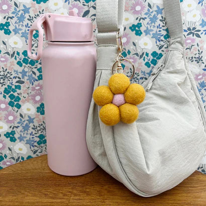 Felt Flower Keychain - Yellow