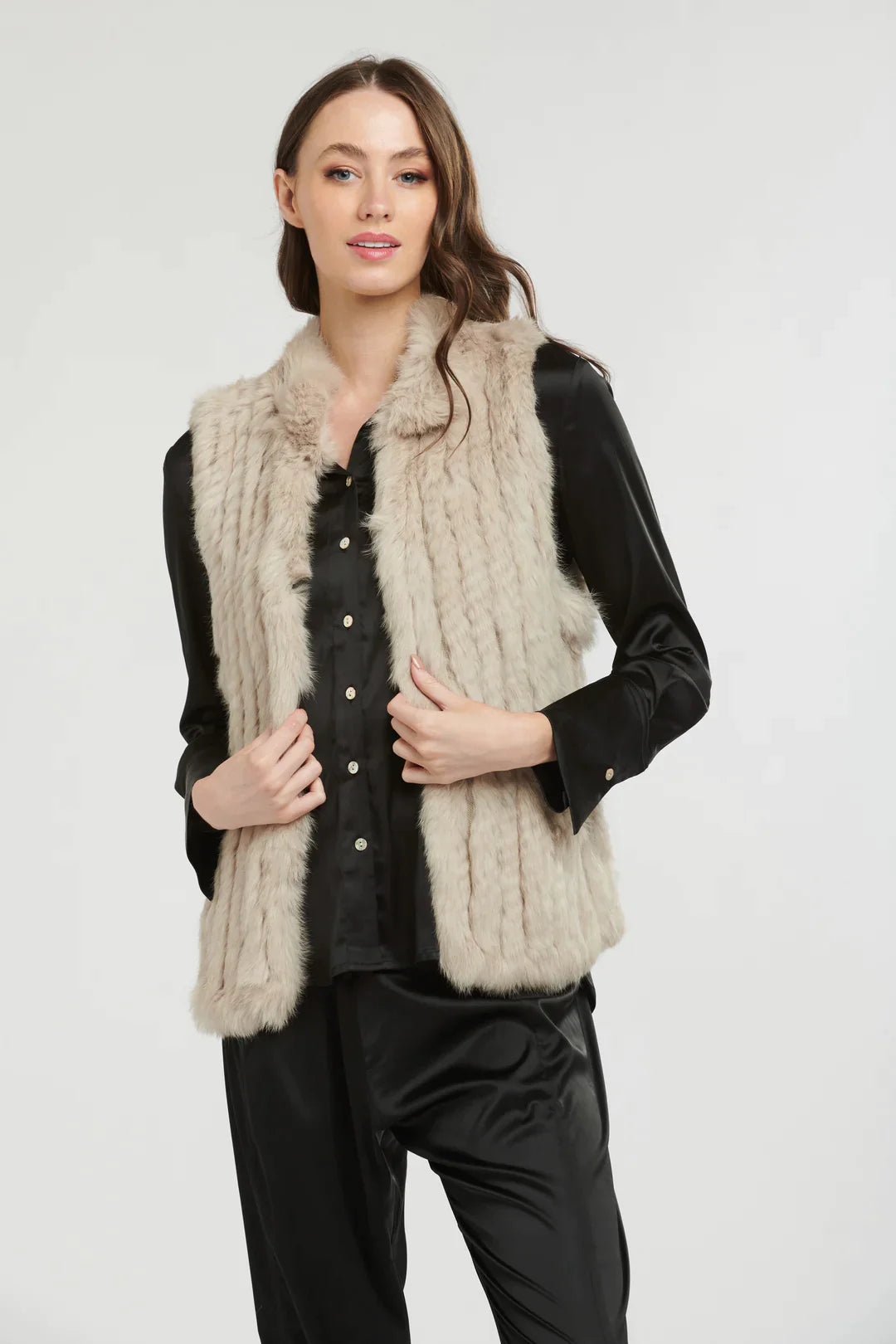 Fur Vest - Cream one size